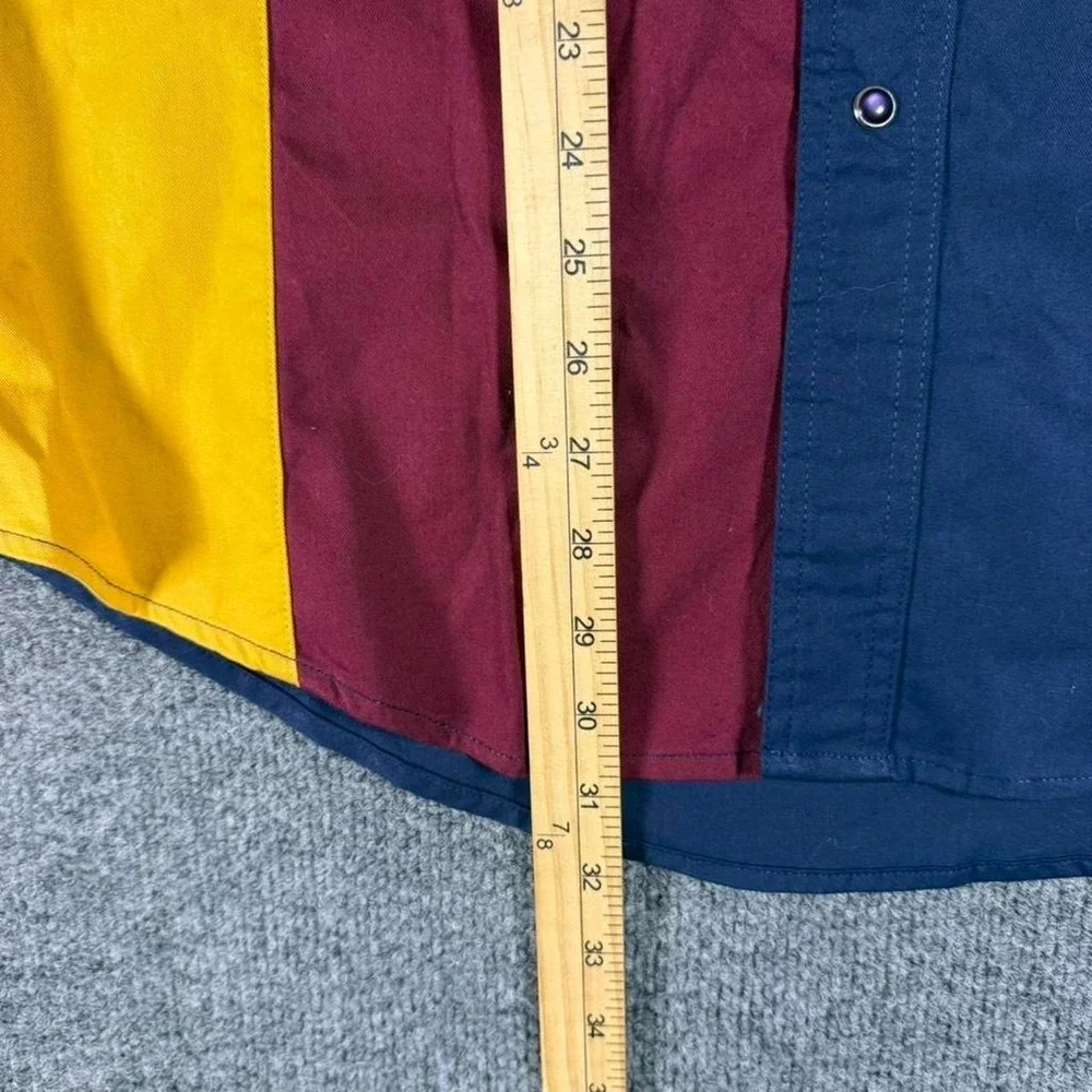 Vintage Rustler Wrangler Color Block Long Sleeve Button Up Western Cowboy Sz M